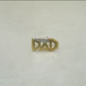 10k DAD Tie Pin With 2 Diamonds